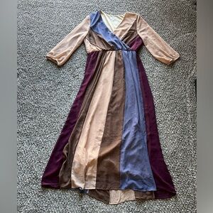 Boho Brown Purple Maxi Dress Orange Creek Womens 14 Cottagecore Woodsy Artsy